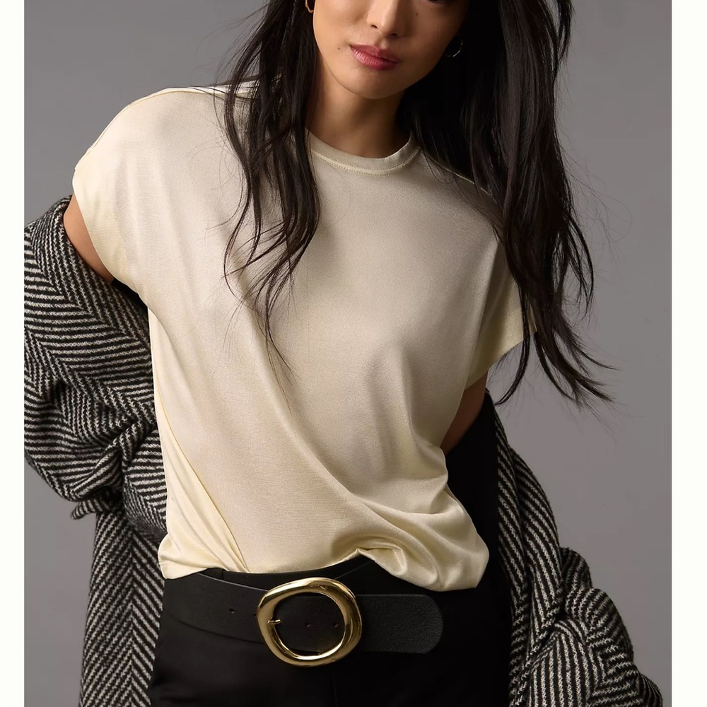 Anthropologie Cream Muscle Tee